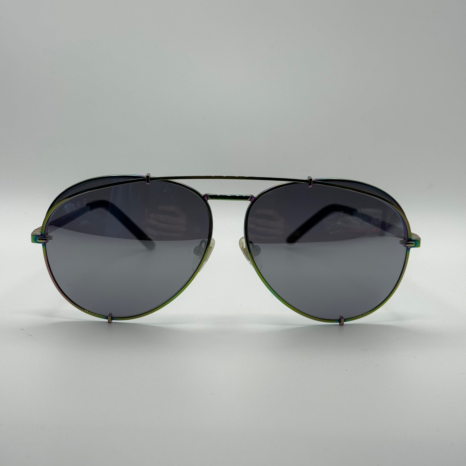 Diff Mirrored Oil Slick Aviator Sunglasses